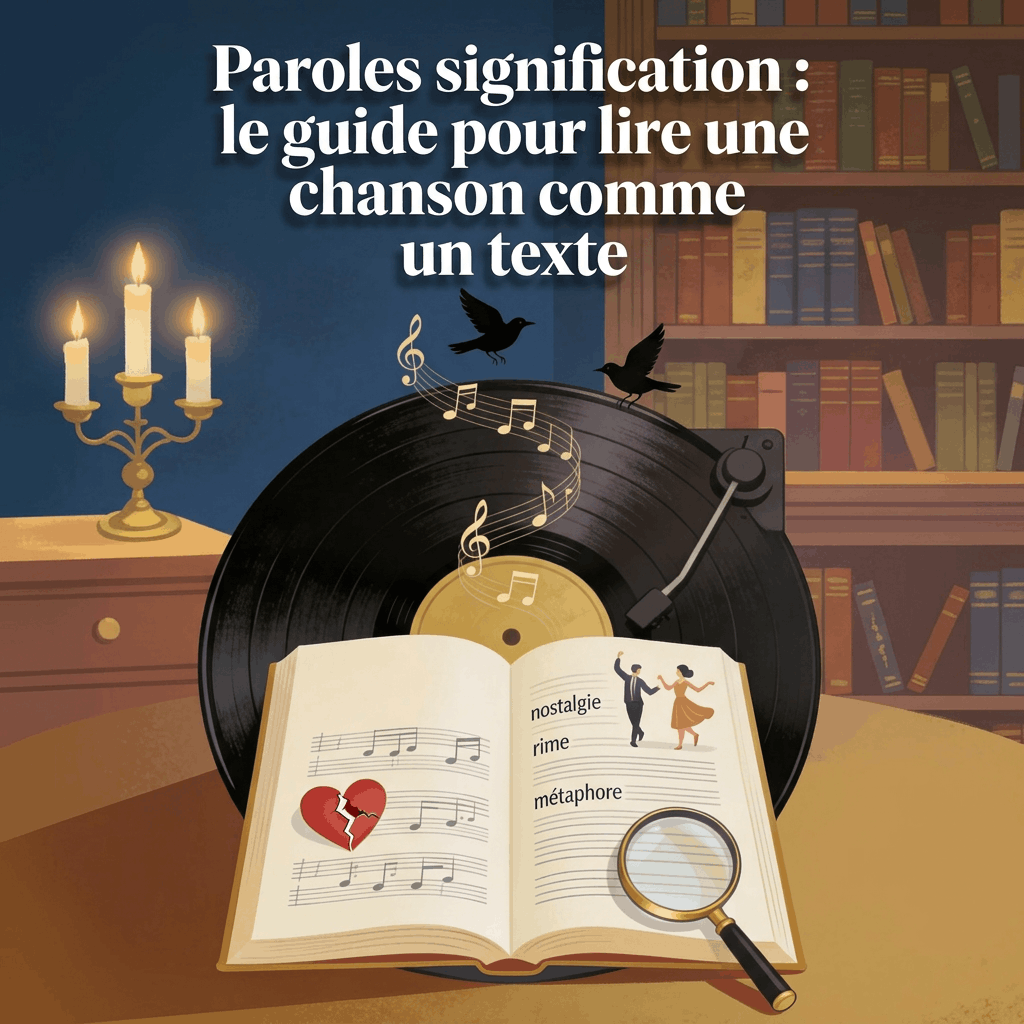 paroles signification — cahier ouvert avec annotations manuscrites sur des paroles de chanson
